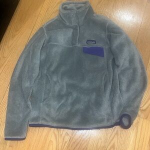 Patagonia Better Sweater Fleece Jacket Size Medium Gray Purple 1/4 Zip Stretch
